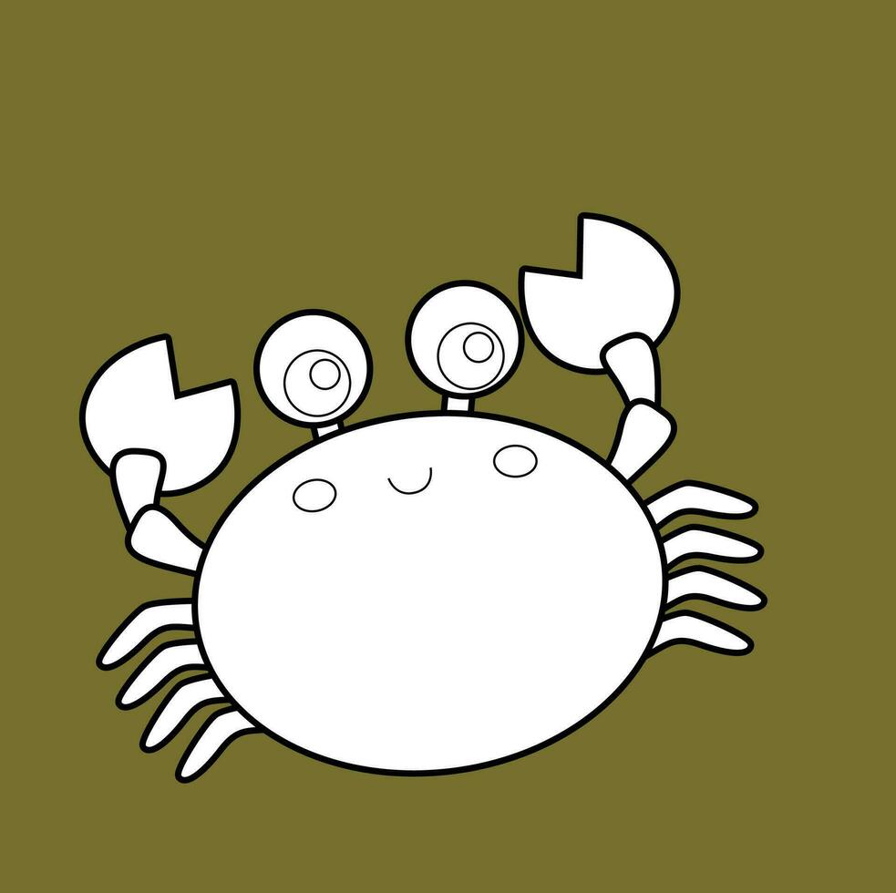 Cute Crab Seafood Animal Cartoon Digital Stamp Outline vector