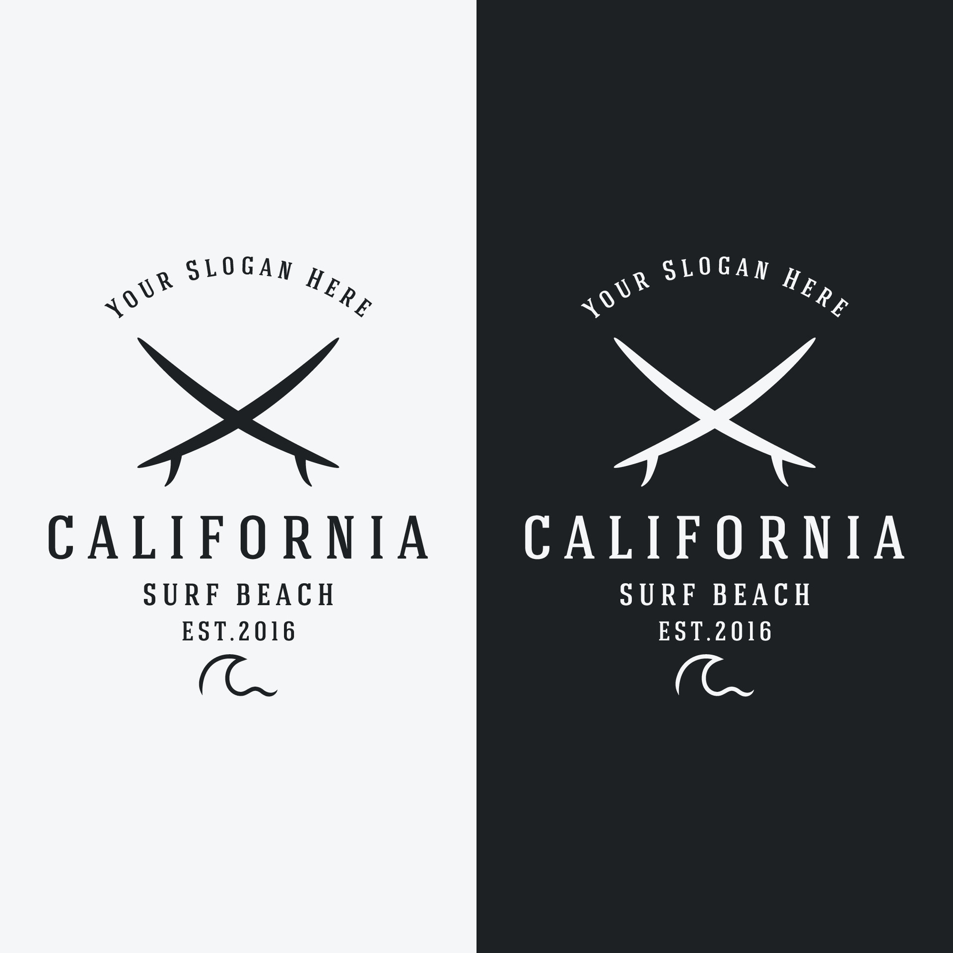 Summer Surfing california logo template retro vintage with