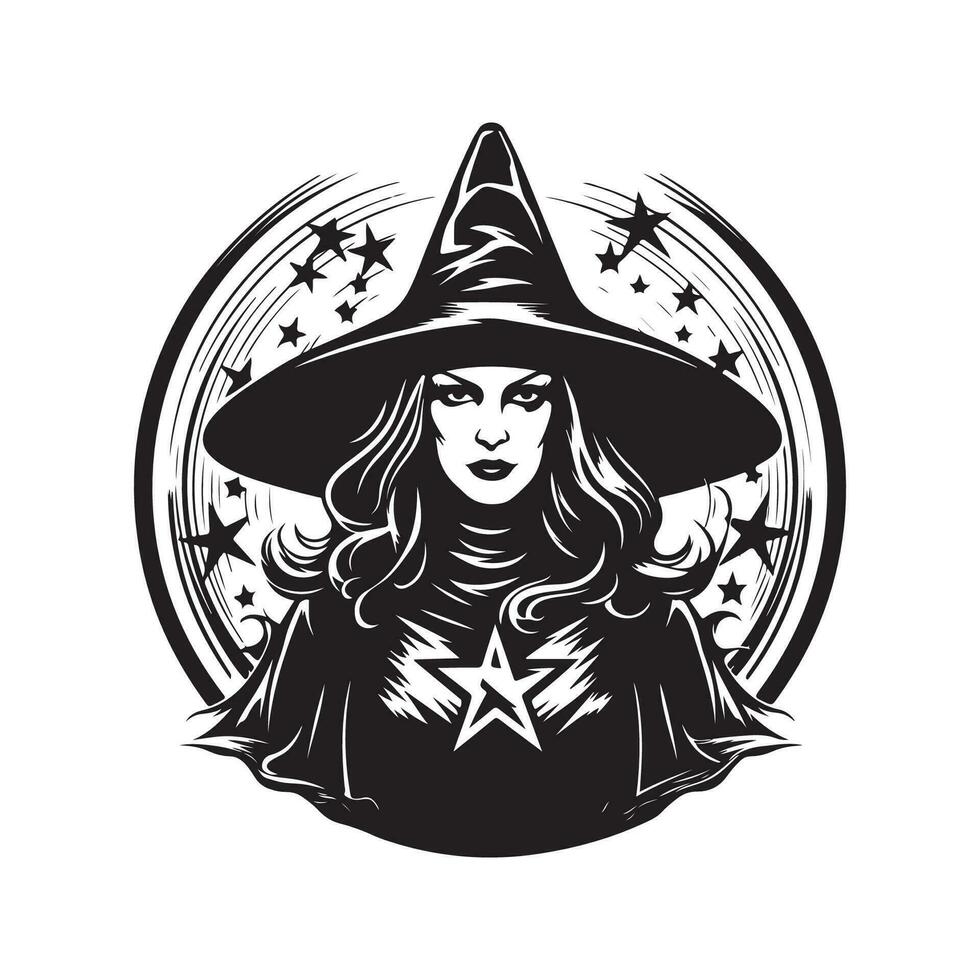 witch zealot, vintage hand drawn illustration vector