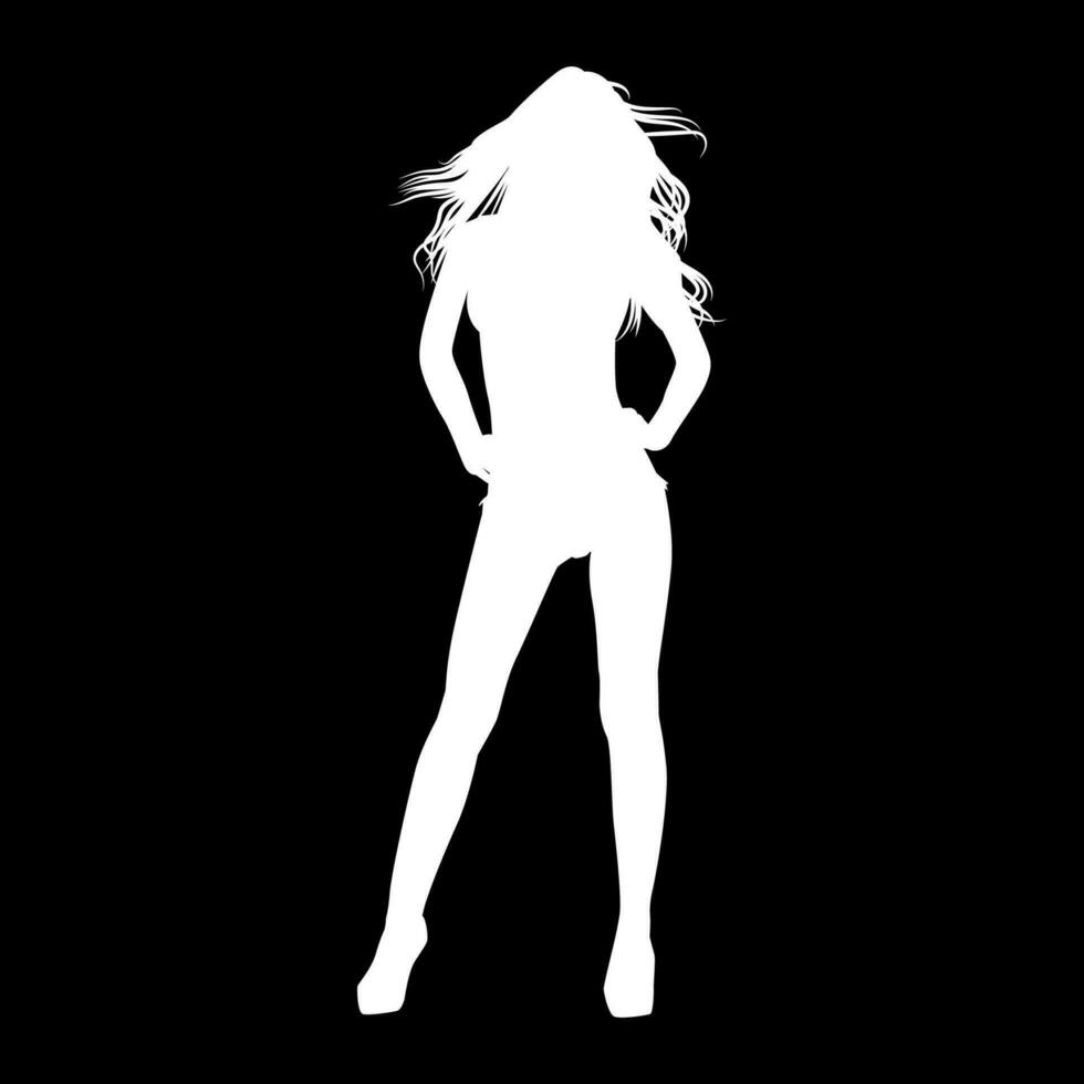 Sexy female pose silhouette. Secretary girl. Love and beauty element illustration. Fit for element, background, banner, backdrop, cover. Vector Eps 10