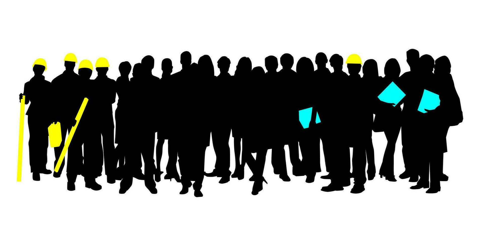 Group of worker people silhouette. Celebration and holiday element illustration. Fit for element, background, banner, backdrop, cover. Vector Eps 10