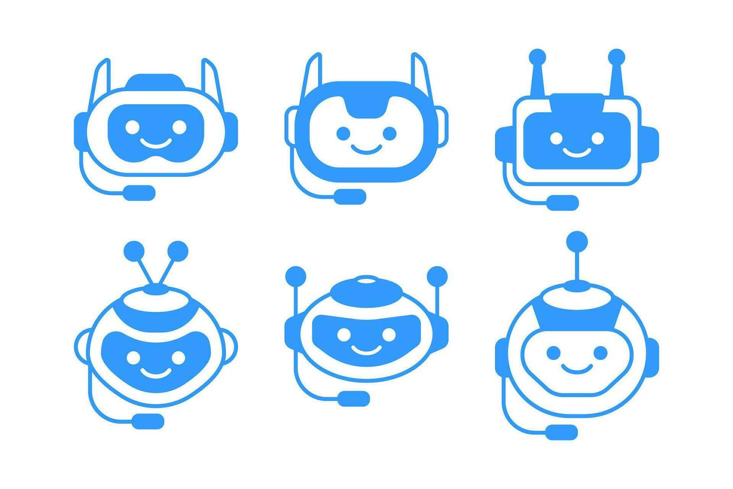 Robotic Assistant Icon with Headset Sign. Robot Chat Bot Icon Design vector