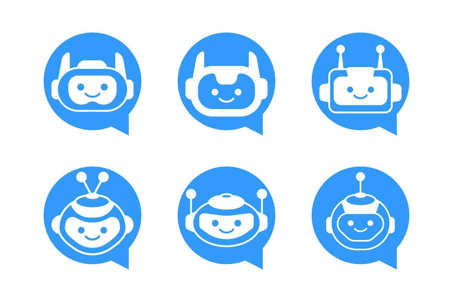 robot charla larva del moscardón vector diseño. robótico asistente icono aislado en burbuja habla