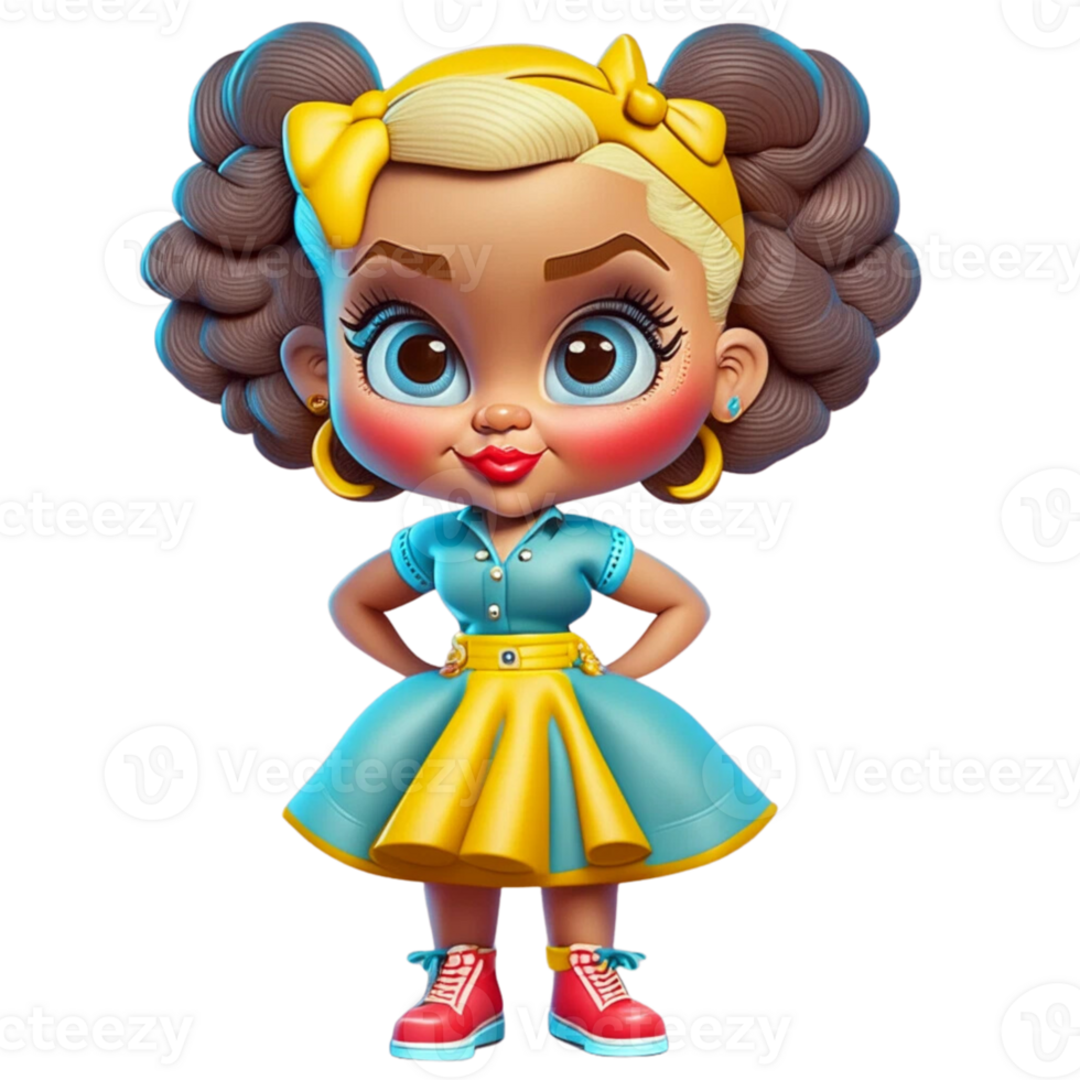 Retro Era Girls AI Generated png