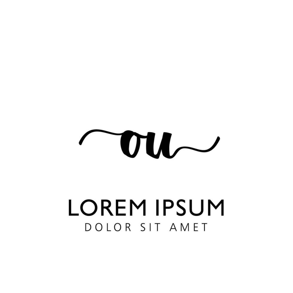OU Initial Handwriting Template Design vector