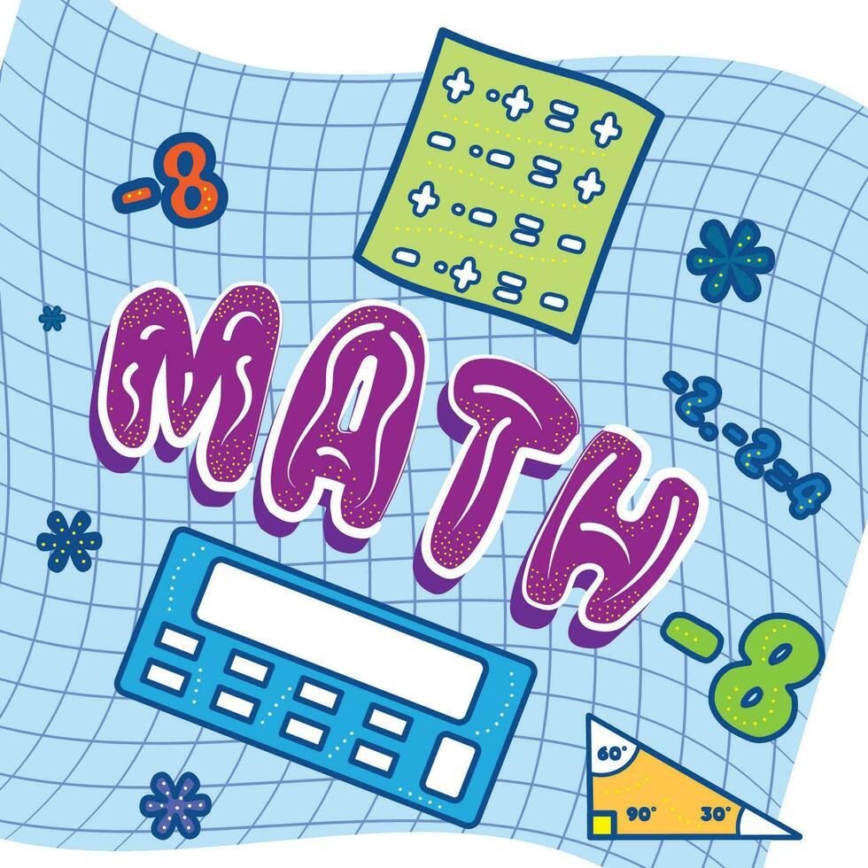 Different mathematical operations and calculator Math class concept Vector illustration