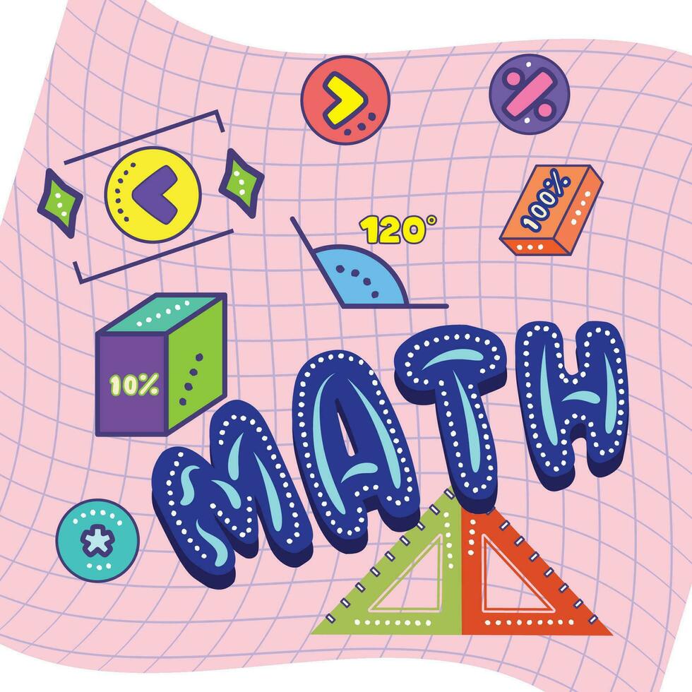 Math different tools on a paper Math class concept Vector illustration