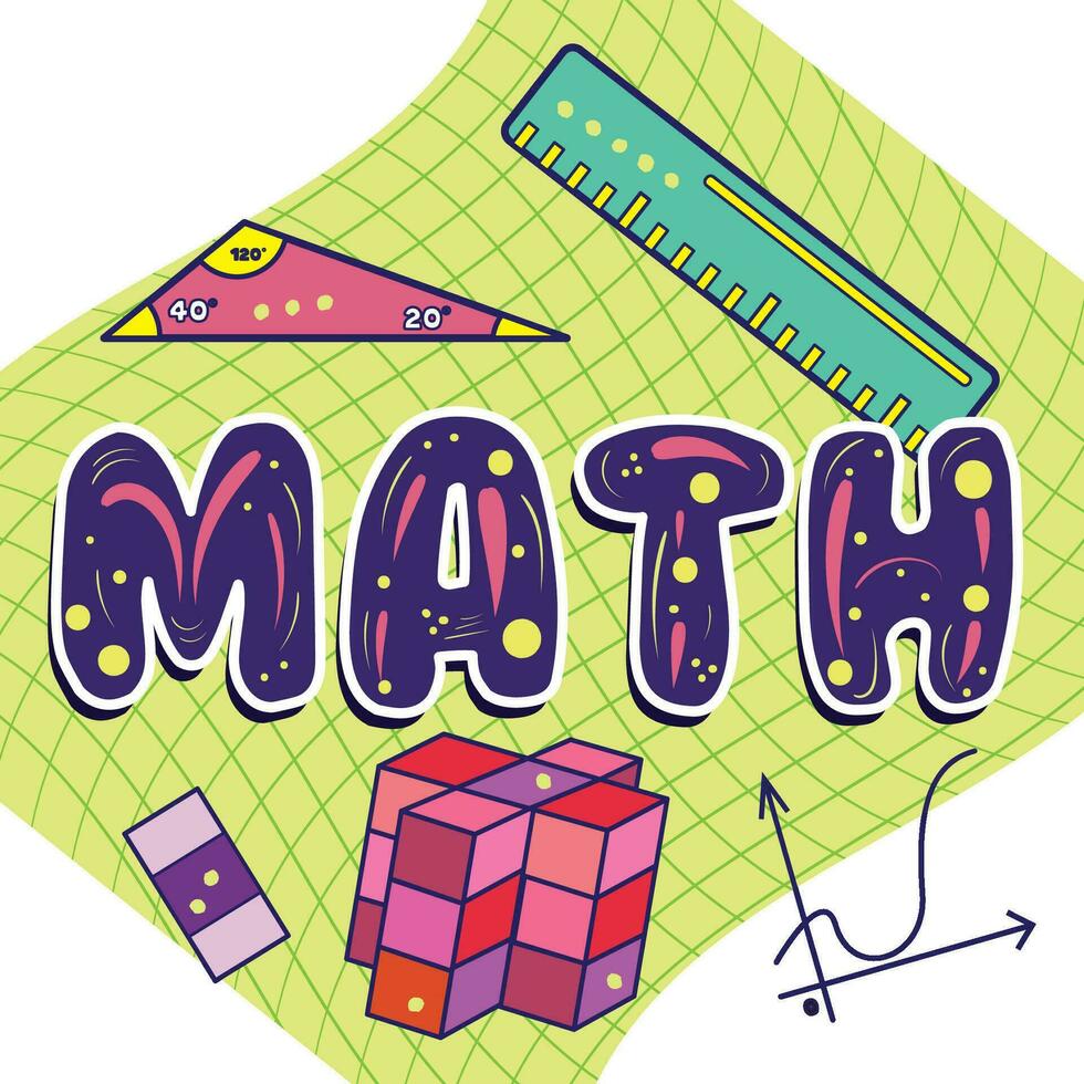 Different math graphs and objects Math class concept Vector illustration