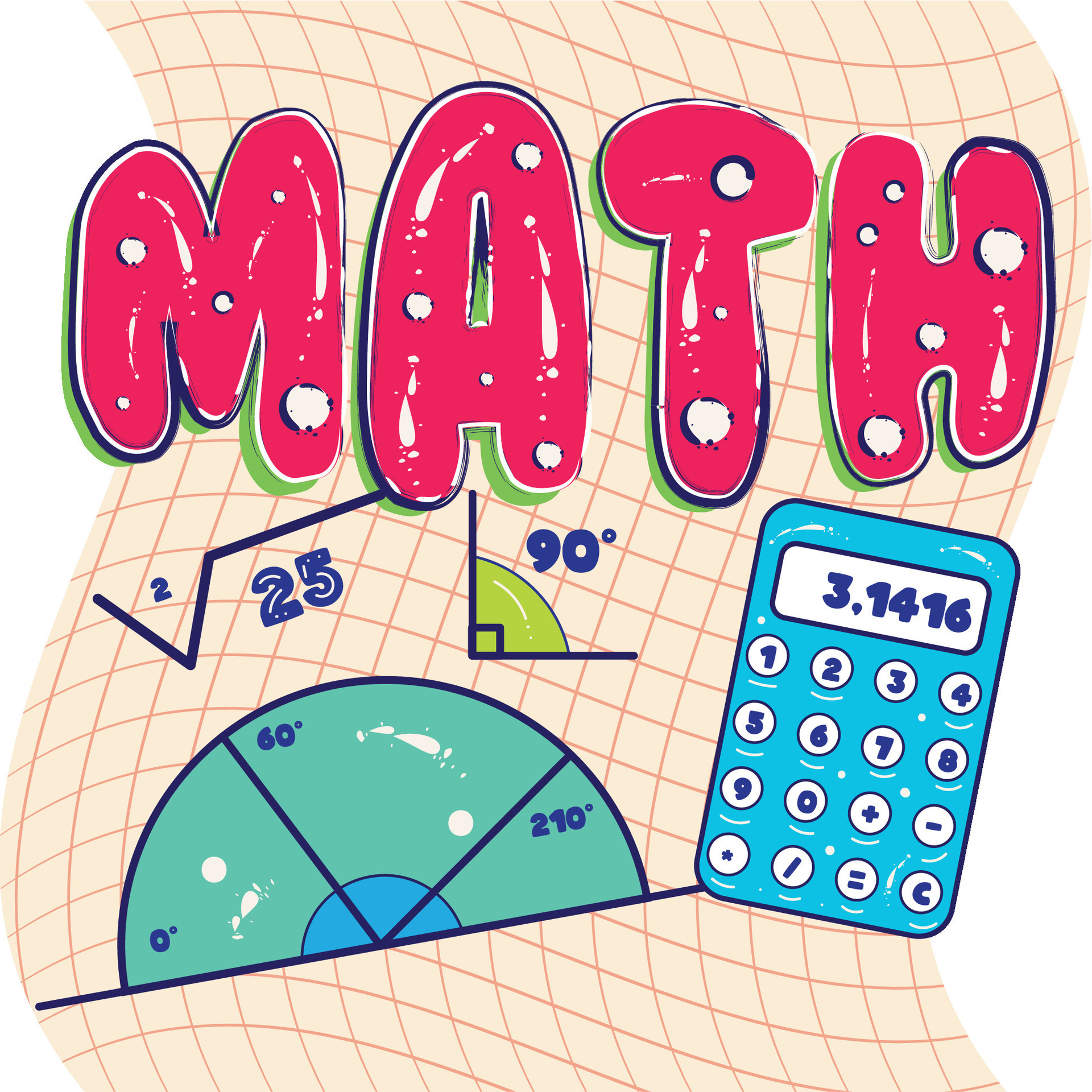 Calculator and mathematical angles Math class concept Vector