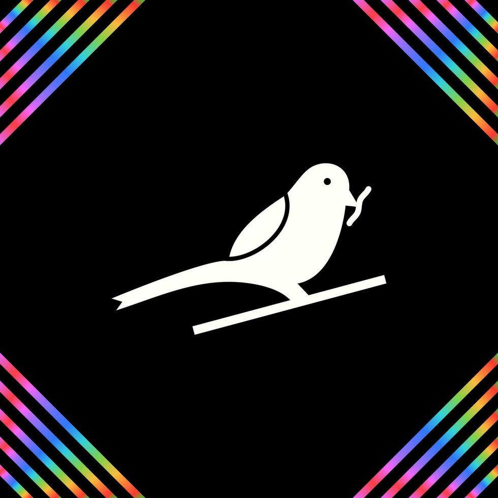 Bird Eating Worm Vector Icon