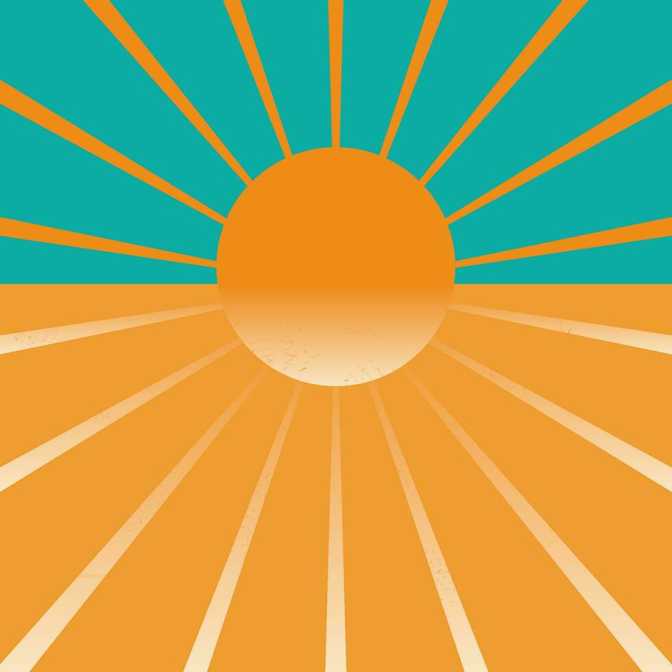 Abstract background with orange sun and rays vector