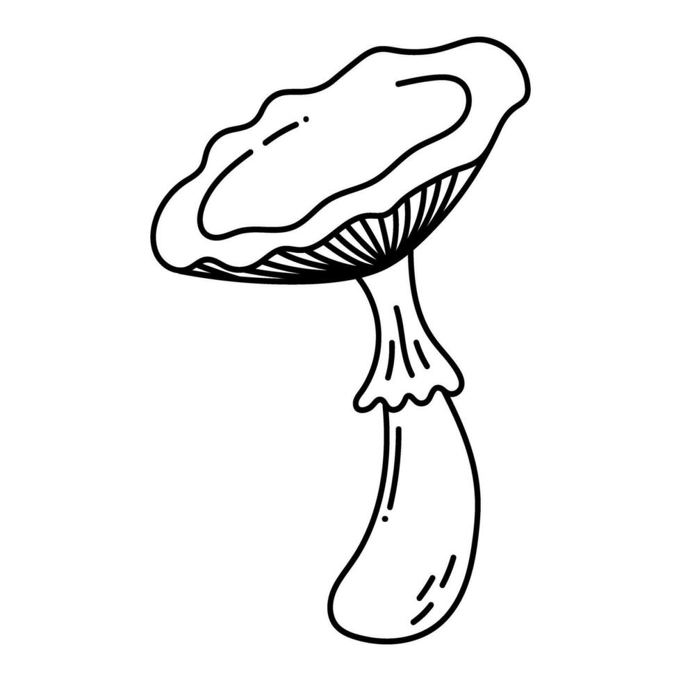 Simple vector doodle. Sketch drawing of forest mushroom. Easy to change color.