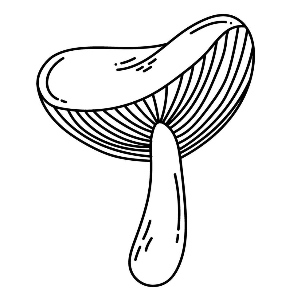 Simple vector doodle. Sketch drawing of forest mushroom. Easy to change color.