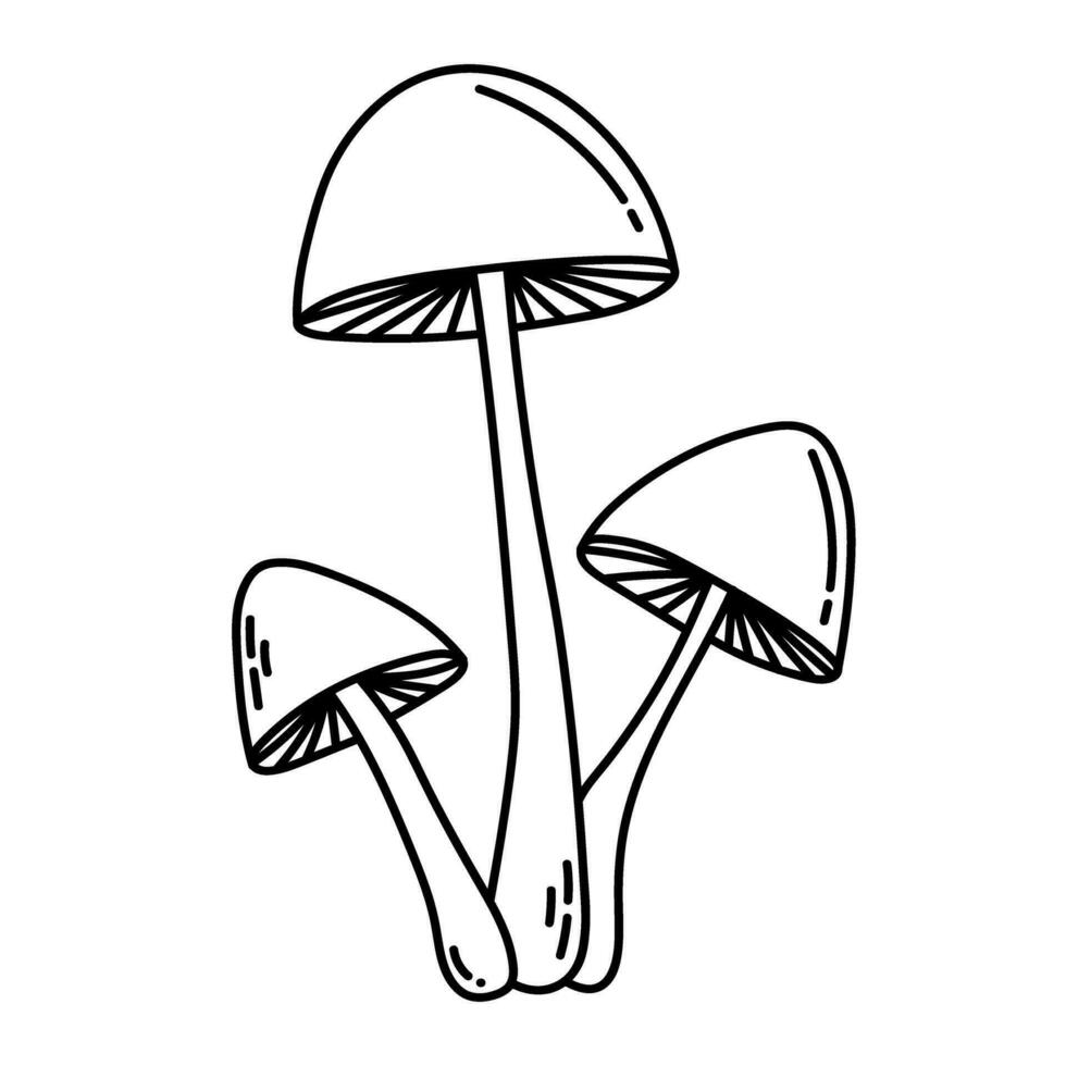 Simple vector doodle. Sketch drawing of forest mushroom. Easy to change color.
