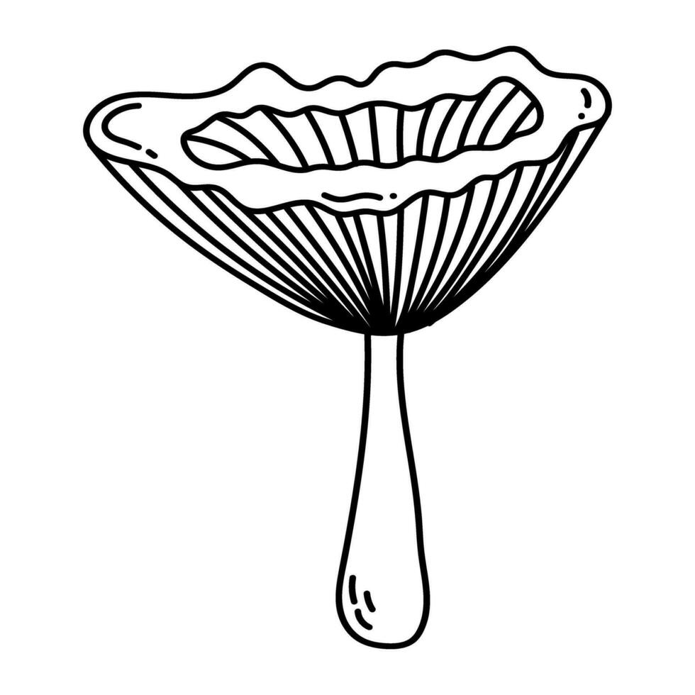 Simple vector doodle. Sketch drawing of forest mushroom. Easy to change color.