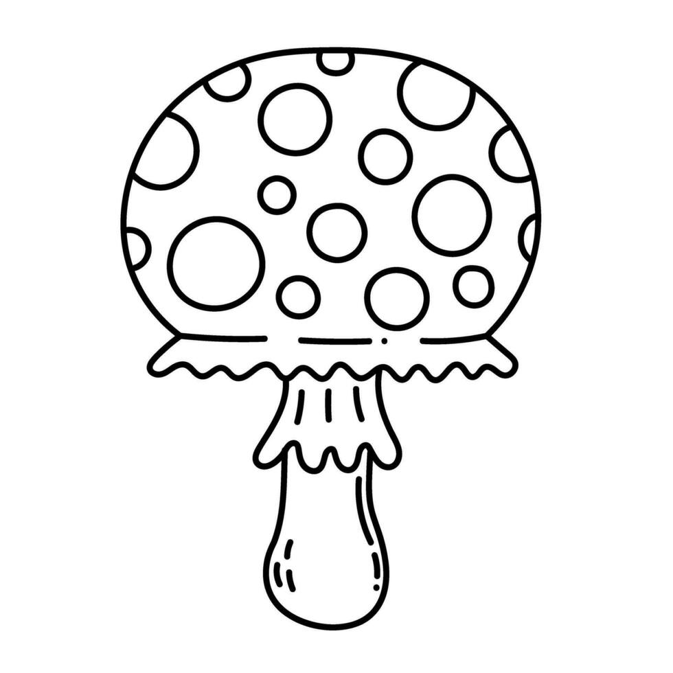 Simple vector doodle. Sketch drawing of forest mushroom. Easy to change color.