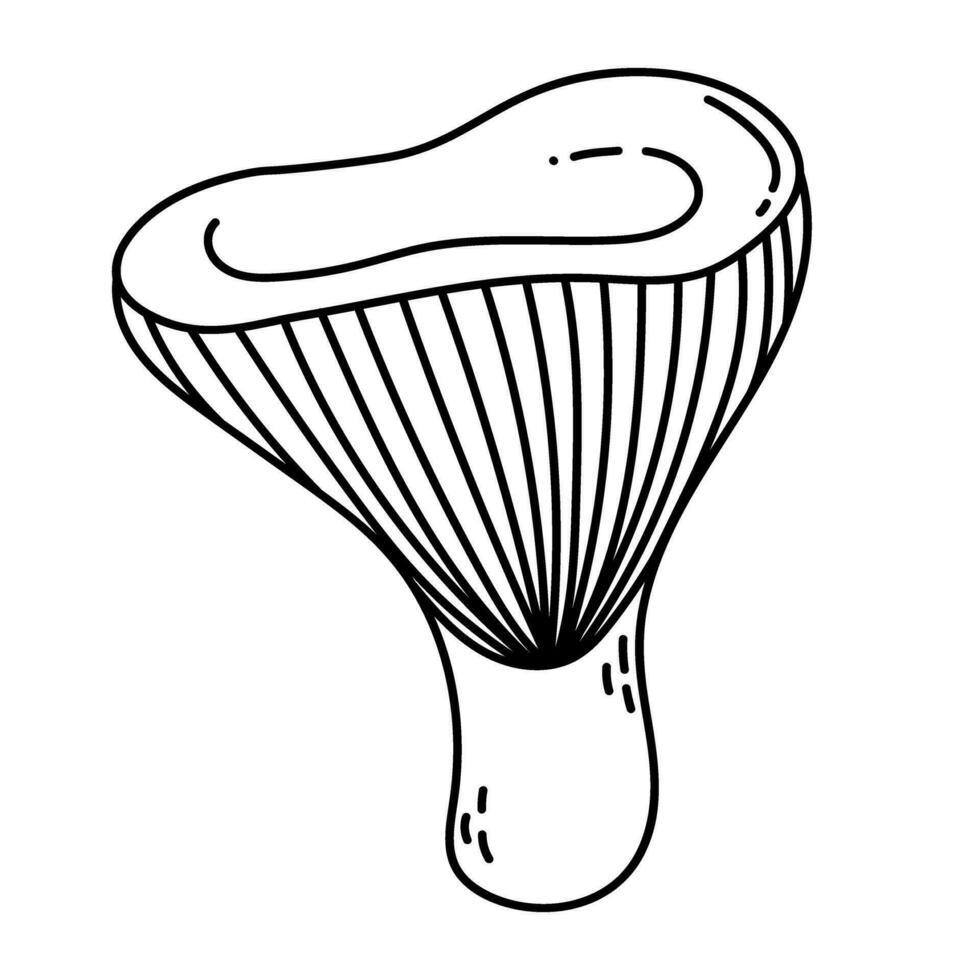 Simple vector doodle. Sketch drawing of forest mushroom. Easy to change color.