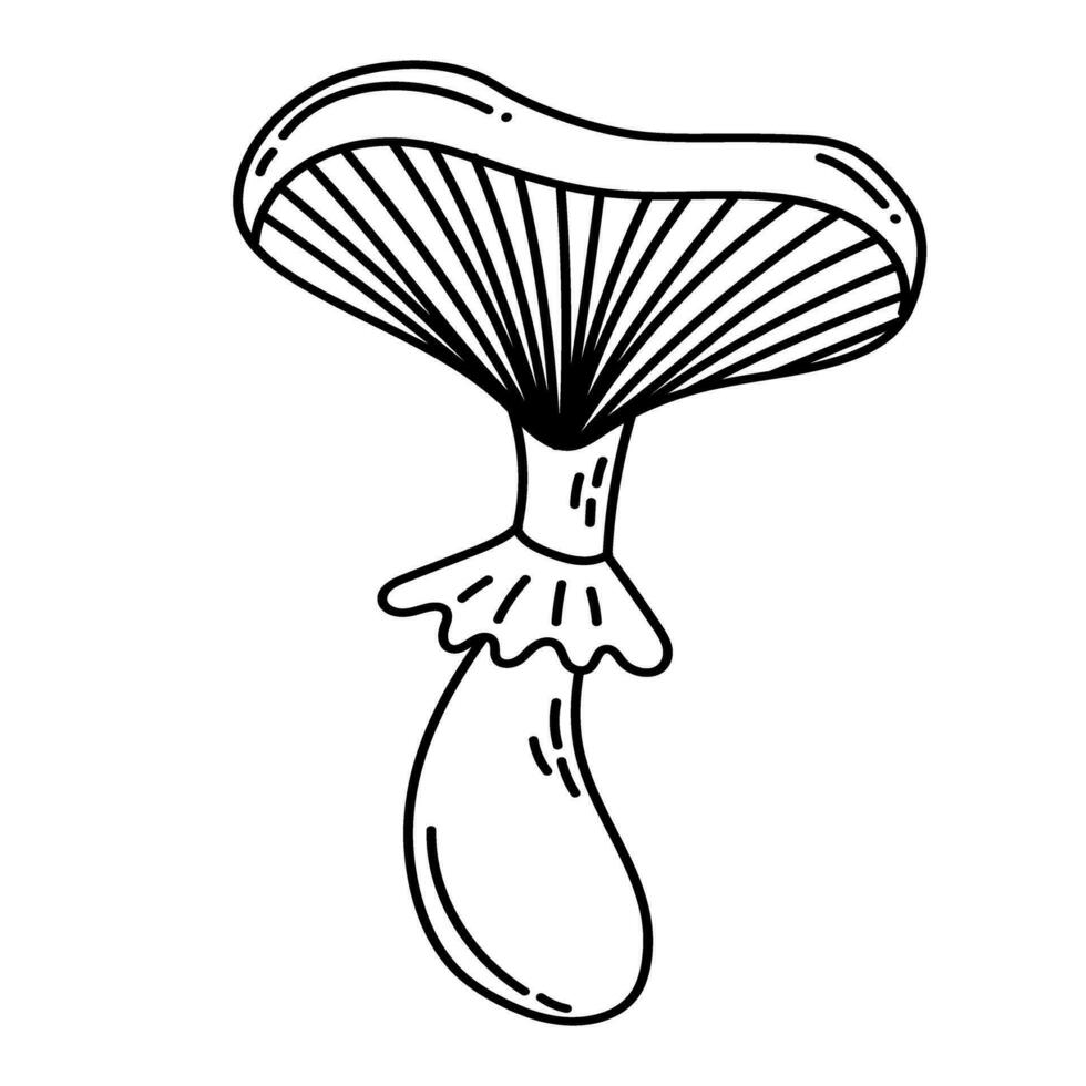 Simple vector doodle. Sketch drawing of forest mushroom. Easy to change color.