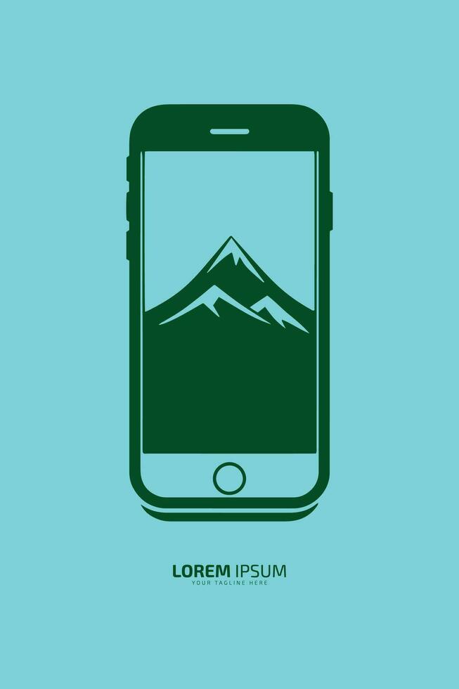 smart phone logo icon phone vector silhouette with mountain logo in phone