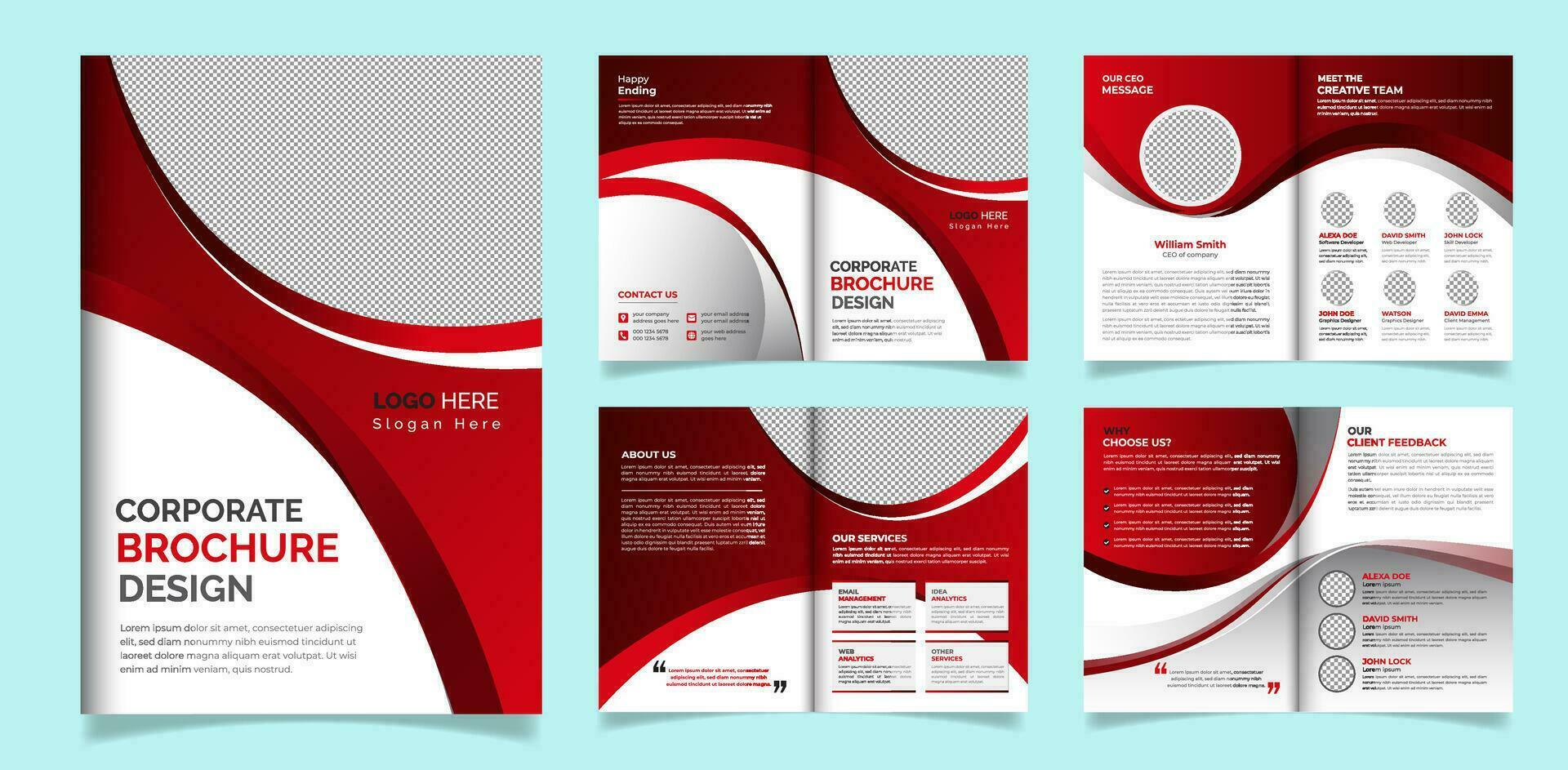 profesional y creativo corporativo negocio folleto minimalista 8 paginas folleto diseño impresión modelo vector