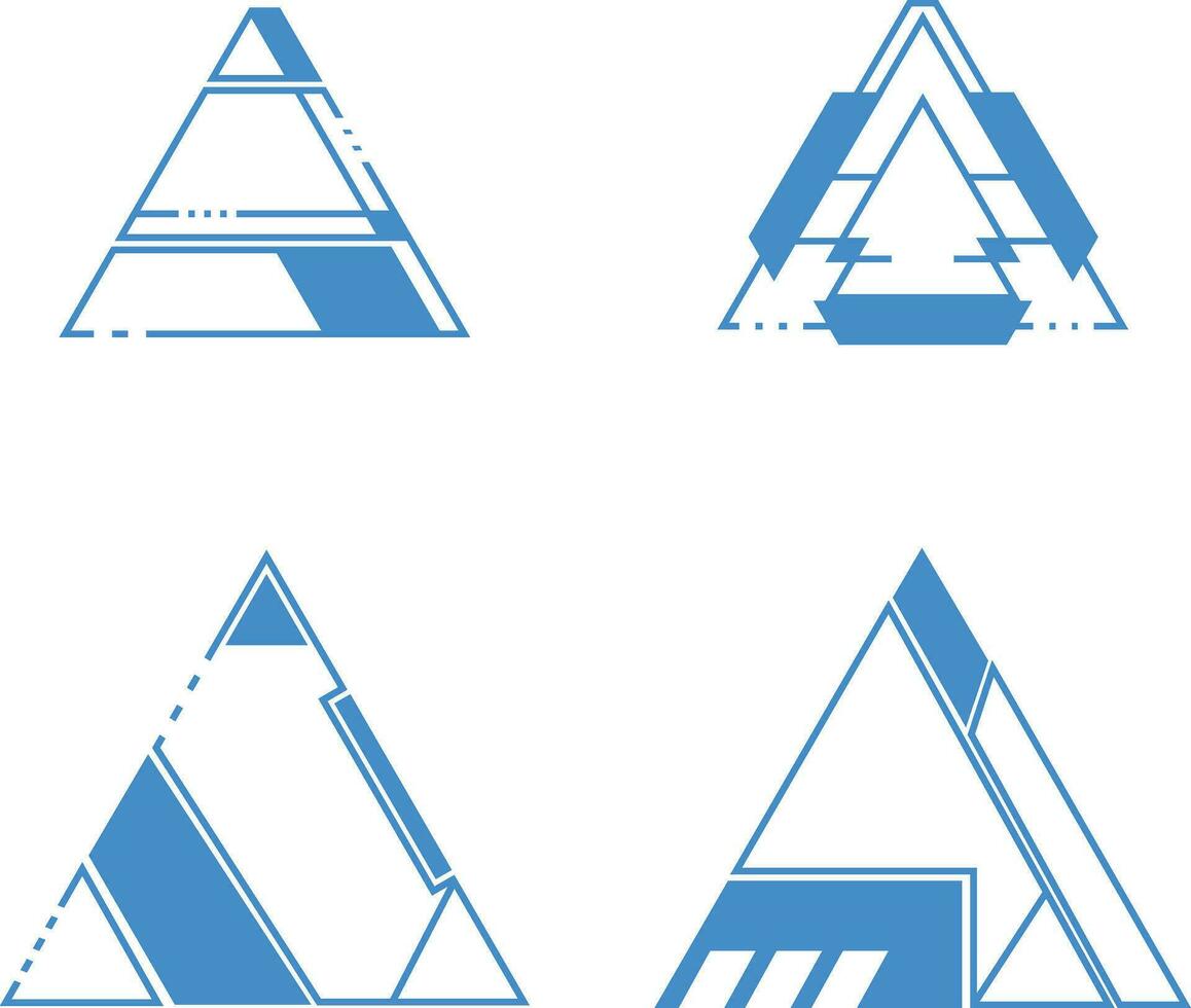 Futuristic Triangle Hud Frame Set. Simple Design. Vector Illustration
