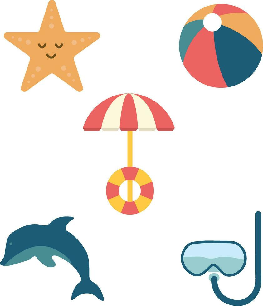 Summer Beach Set. Simple Pattern. Isolated Vector. vector