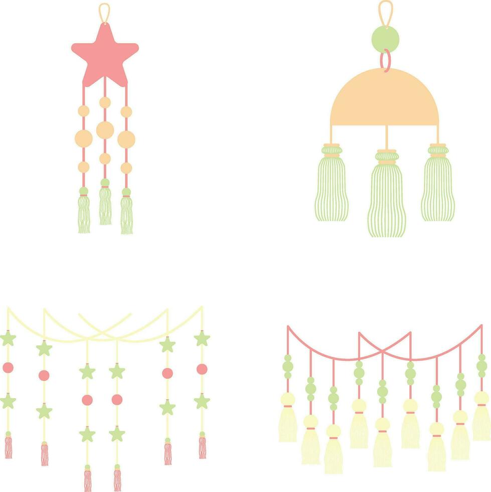 DIY Wall Hanging Decoration. In Boho Style. Macrame. Isolated Vector