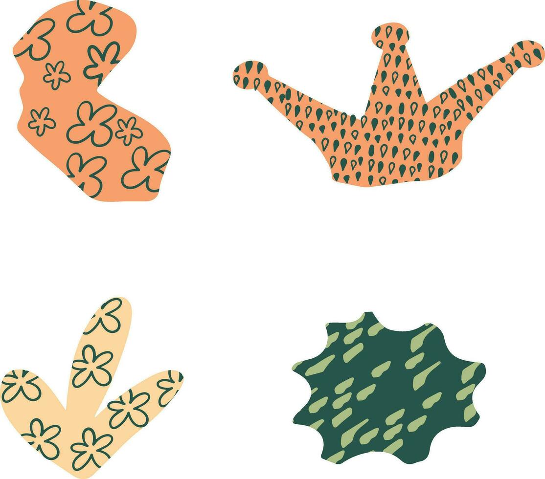 Collection of Abstract Botanical Shape. Isolated On a White Background. Vector Illustration