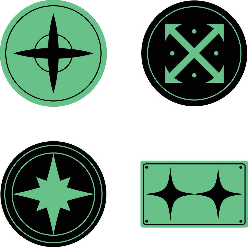Y2K Brutalism Trendy Shape Pattern Vector Set. 2000s Design Style