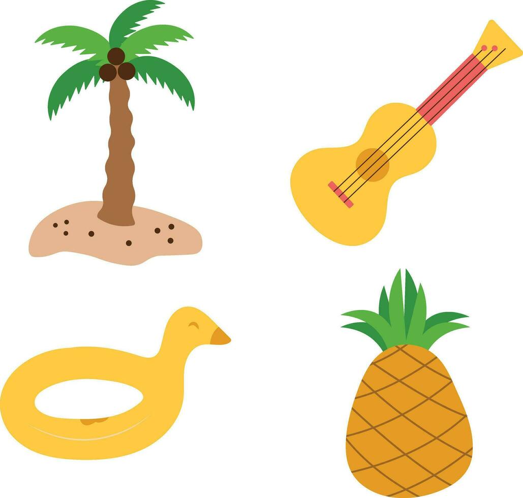 Summer Beach Set. Simple Pattern. Isolated Vector. vector