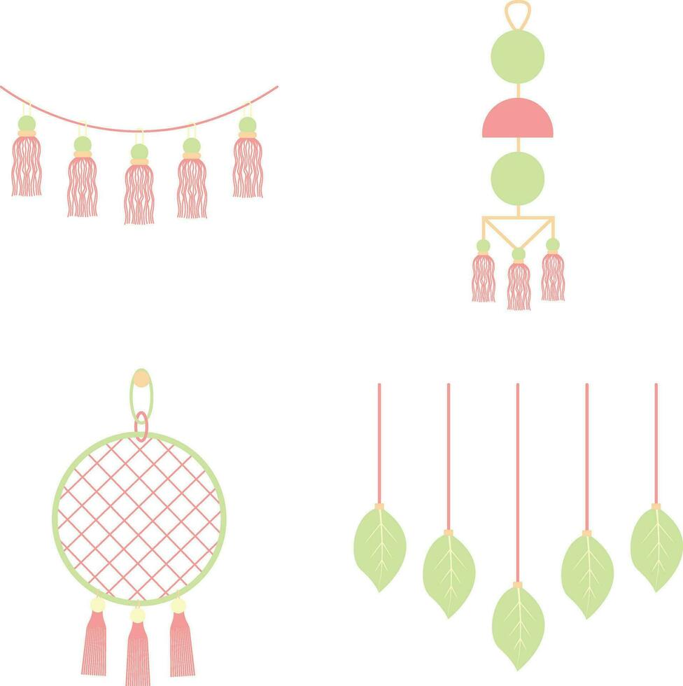 bricolaje pared colgando decoración. en boho estilo. macramé. aislado vector