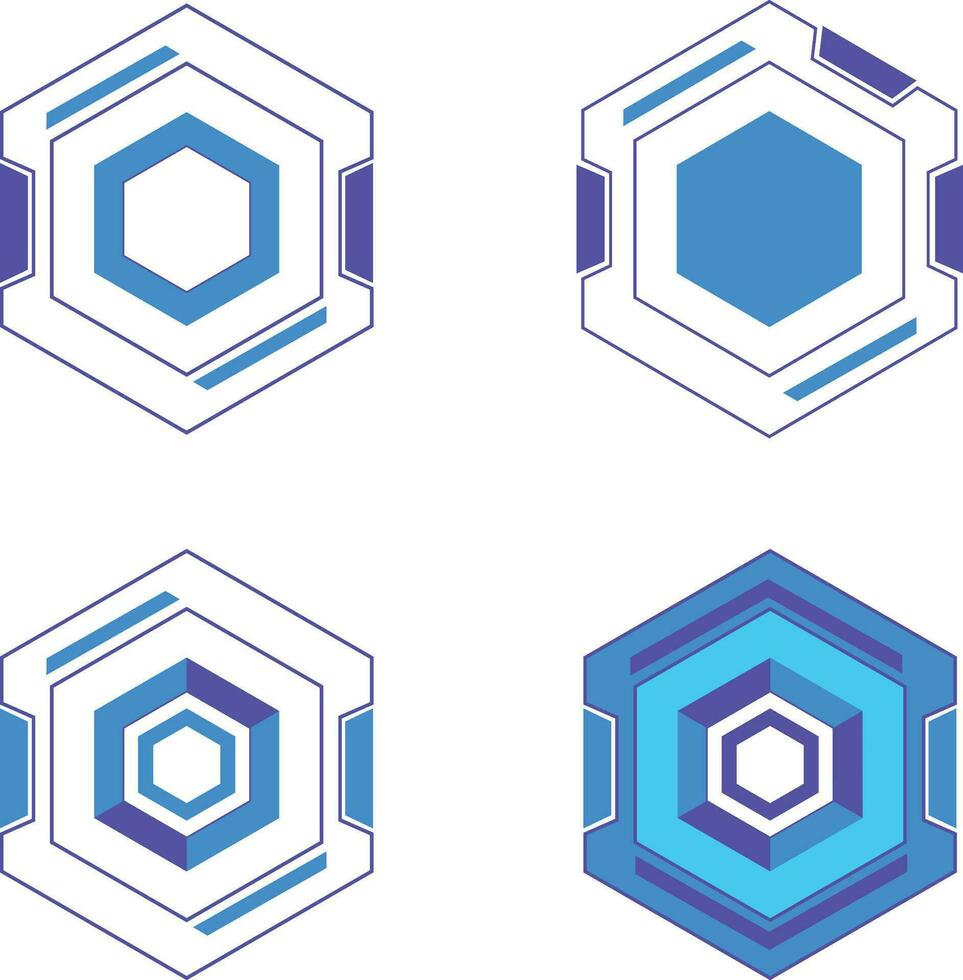 Futuristic Hexagon Hud Frame Set. Simple Pattern. Isolated Vector