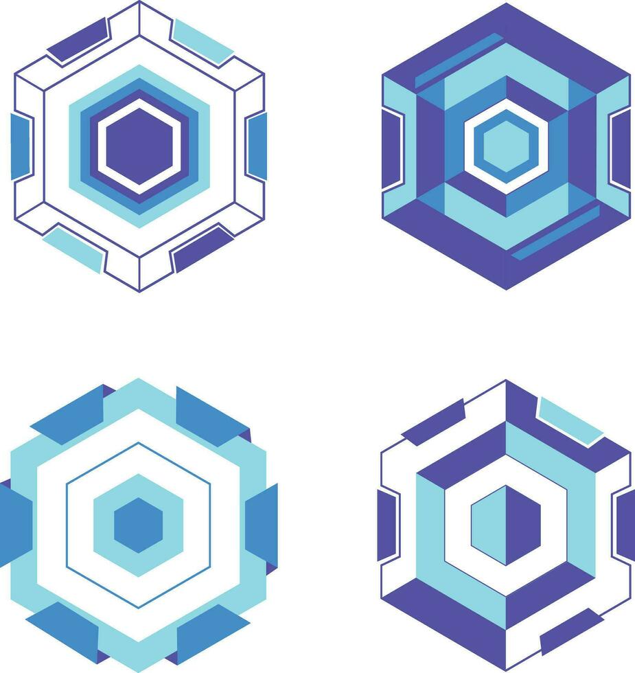 Futuristic Hexagon Hud Frame Set. Simple Pattern. Isolated Vector