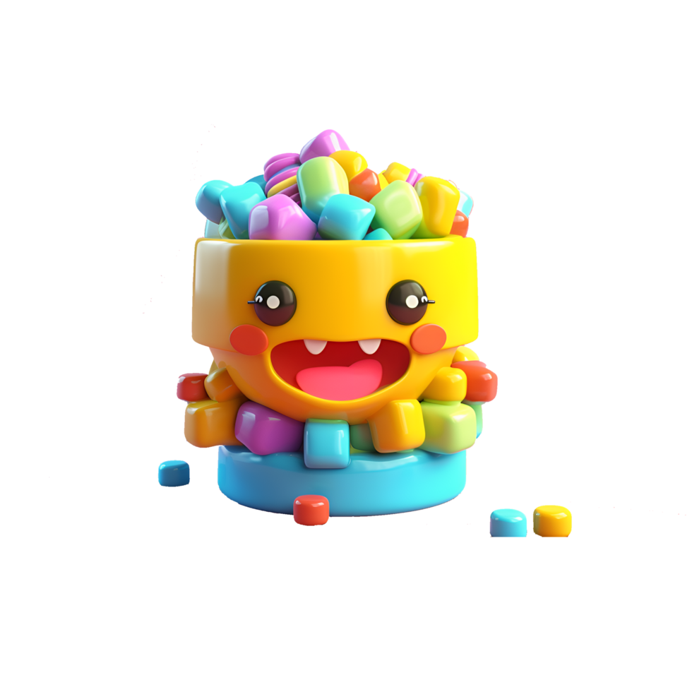 3d kawaii design character adorable and cute on transparent background generative with ai png
