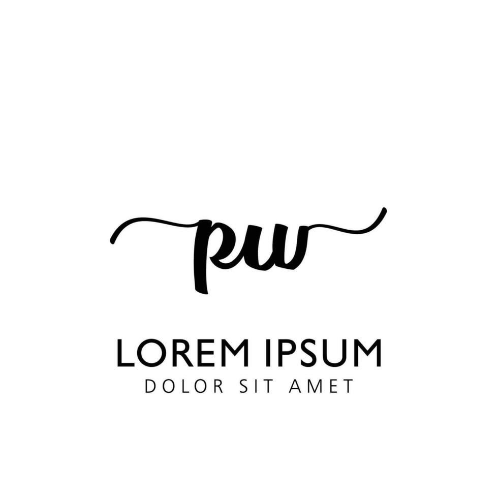 PW Initial Handwriting Template Design vector