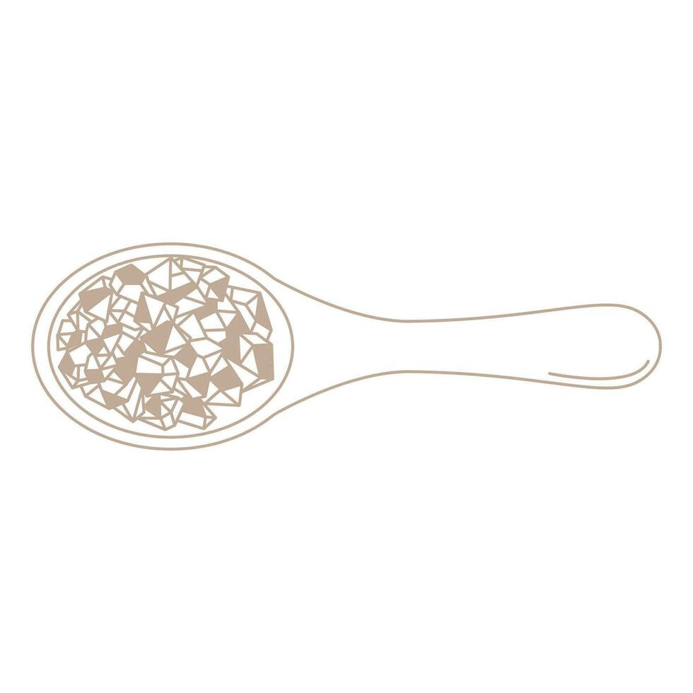 Spoon with bath salt icon linear. Simple emblem for packaging or product care and beauty treatments vector