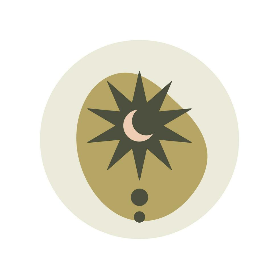 Esoteric blog icon with sun and moon. Mystical or magical blog in boho style on social networks. vector