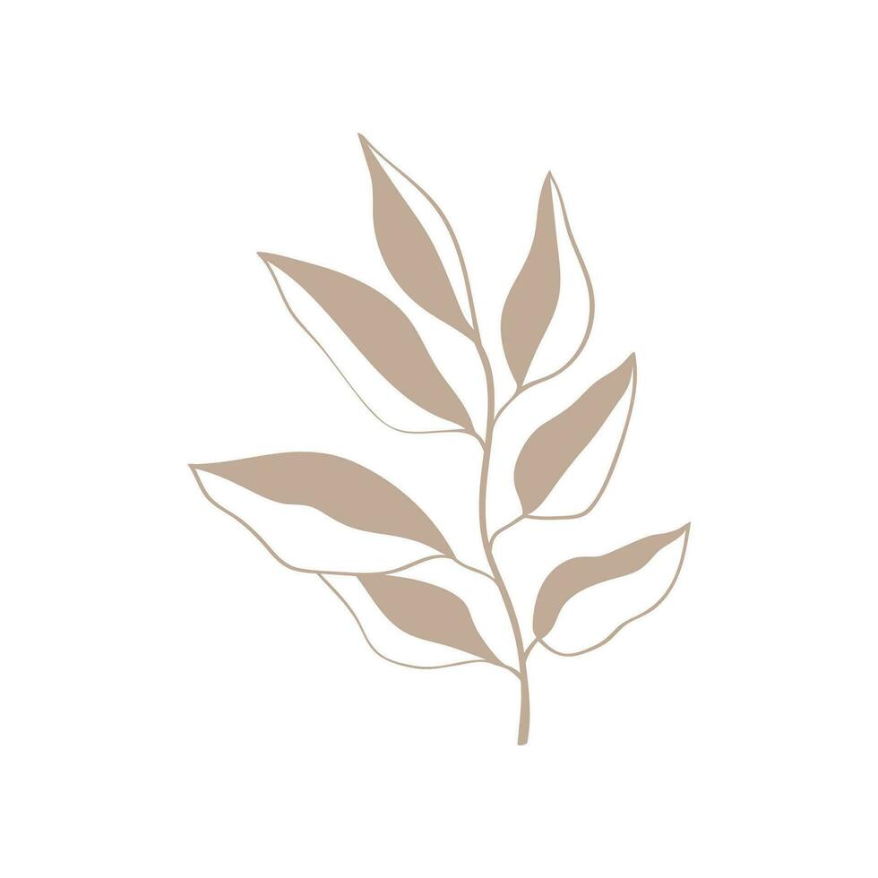 Grass sprig of forest plant line art. simple icon plant blade of grass vector