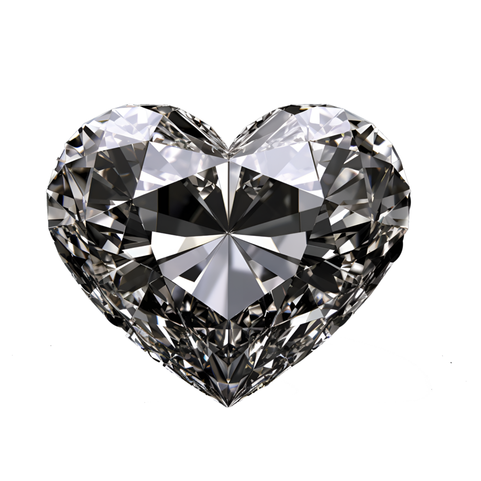 Glass Crystal Shape Heart Gemstone on transparent background generative with ai png