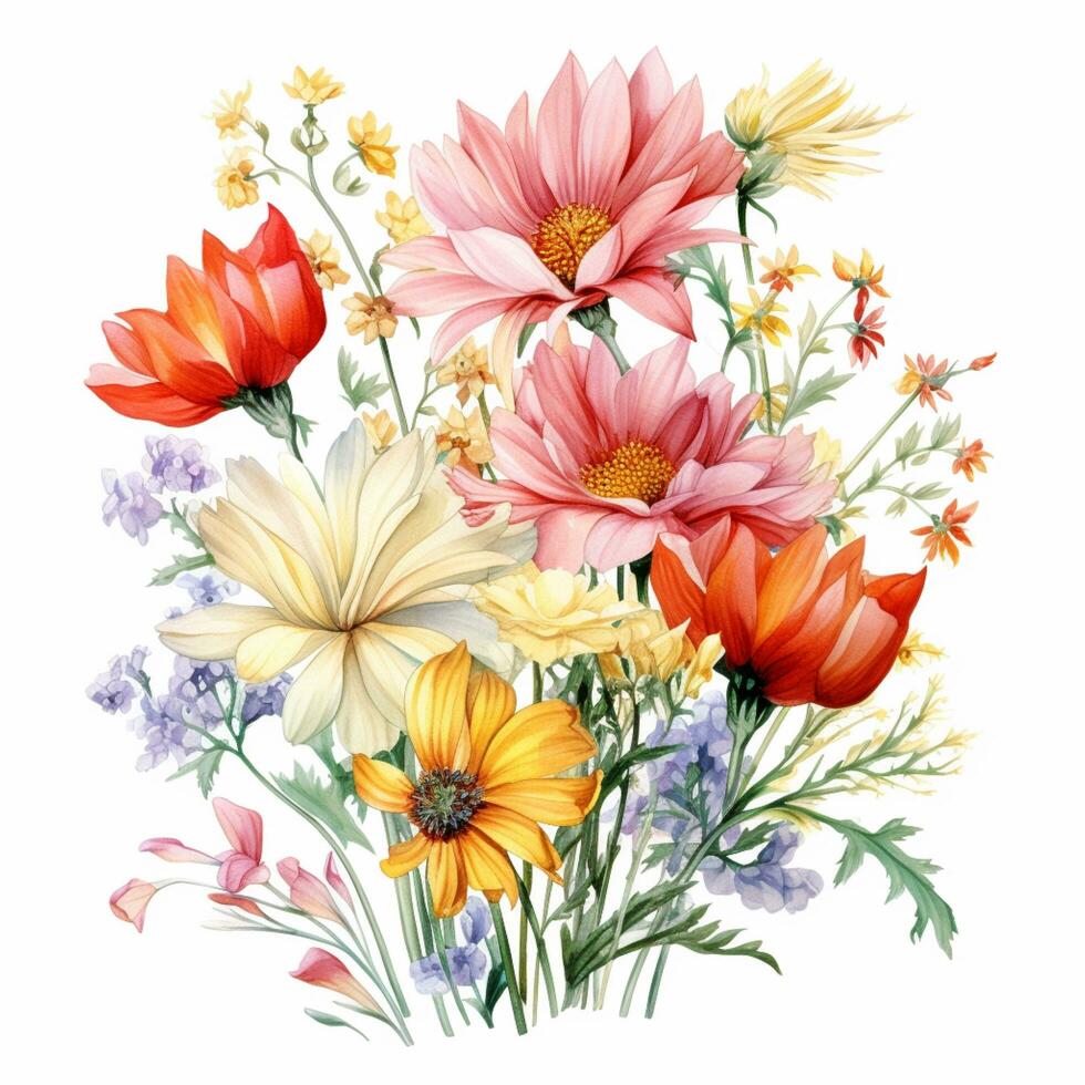 mix flower art on white background photo
