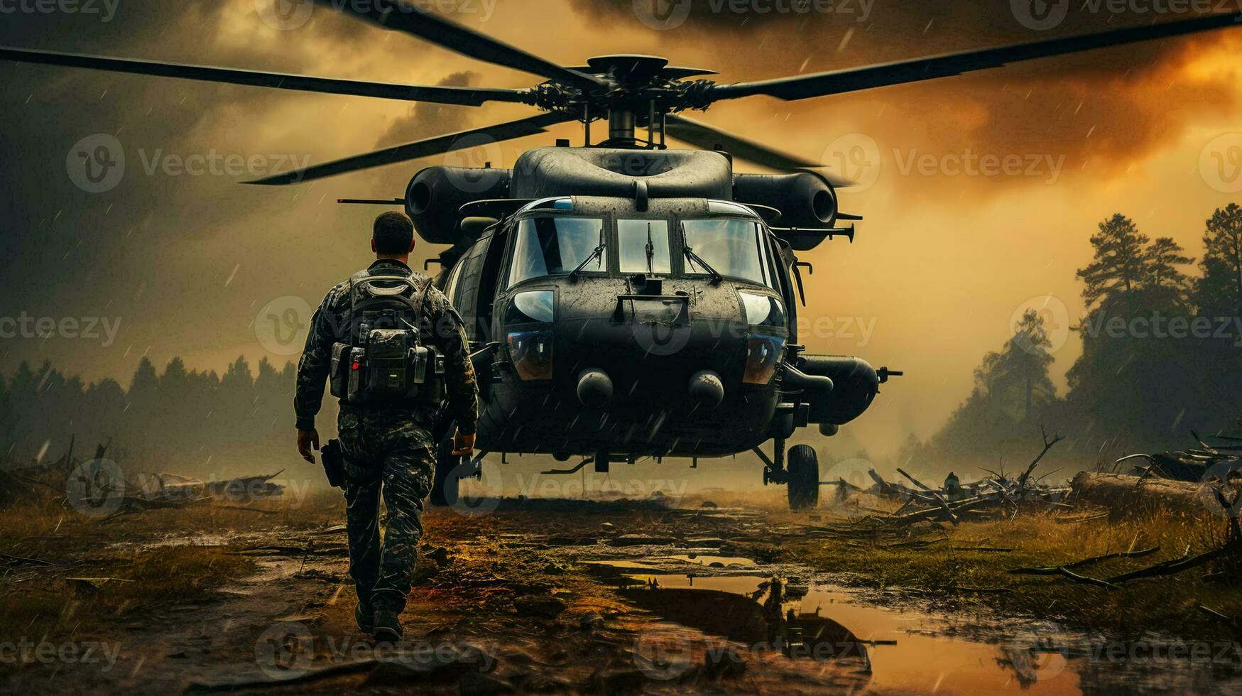 Military combat helicopter for war, aviation for combat operations photo