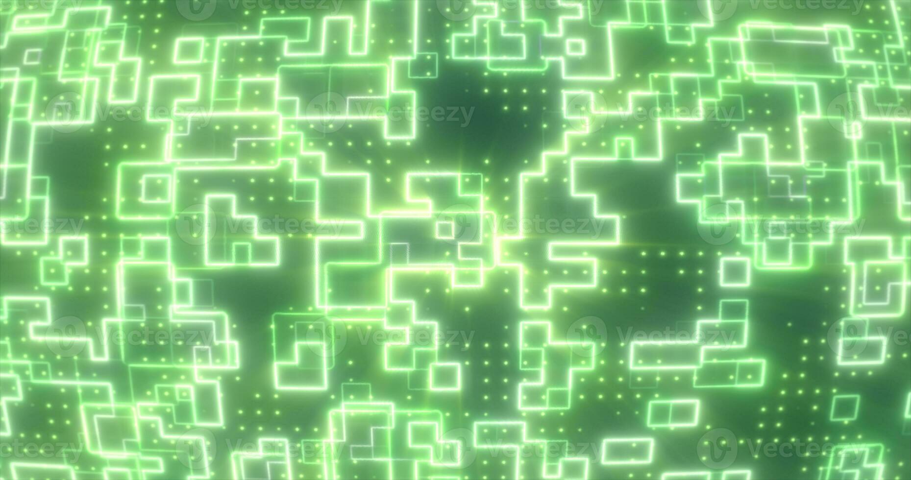 Abstract green energy squares glowing digital particles futuristic hi-tech background photo