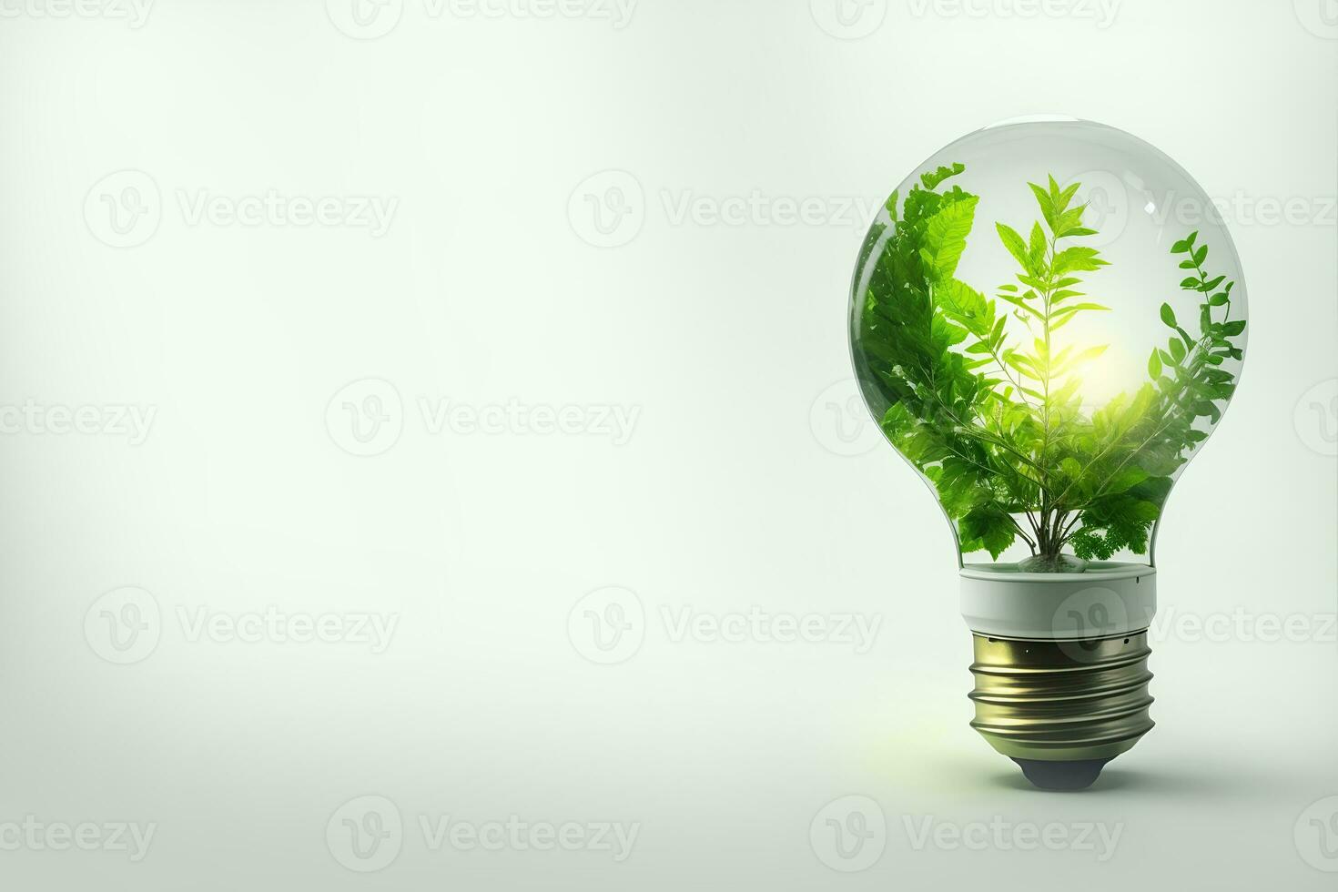 verde concepto verde ligero bulbo con verde vida y medio ambiente foto