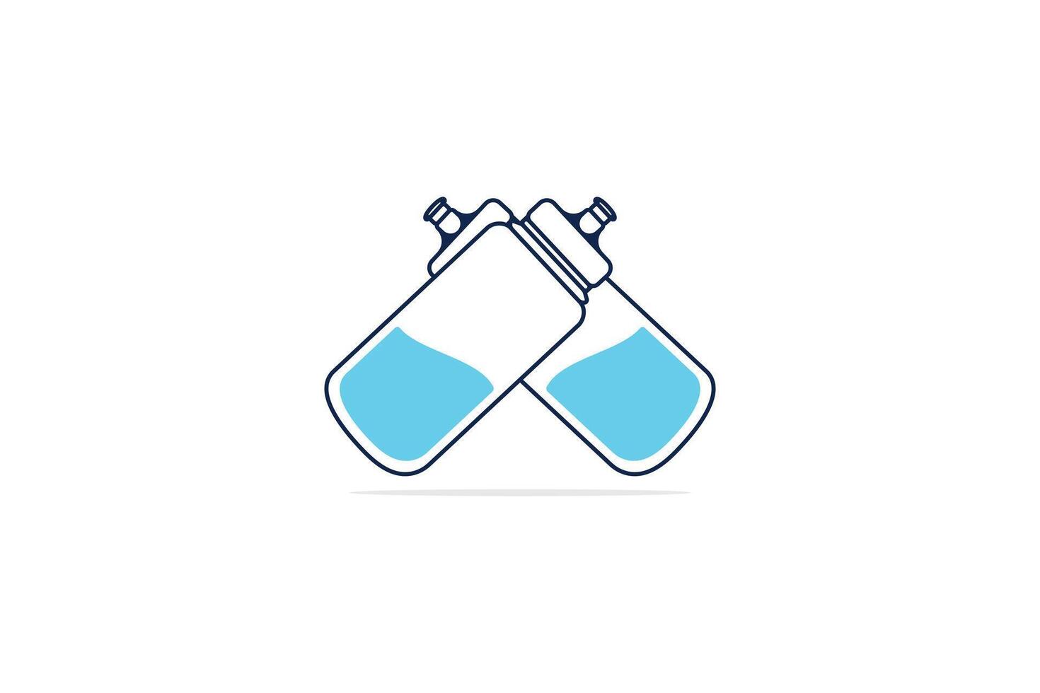 Gym Water Bottle In cross sign logo design. Sports and Drink objects icon concept. Water in bottles icon design. vector