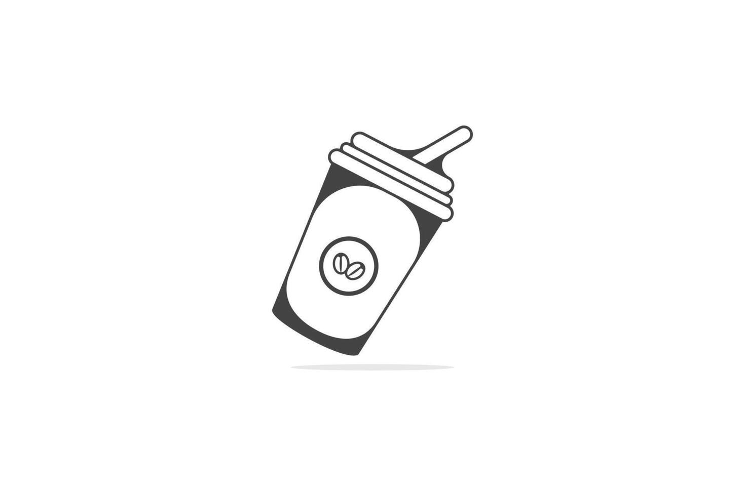 Disposable coffee cup with stick logo vector design. Food and drink object icon design concept.