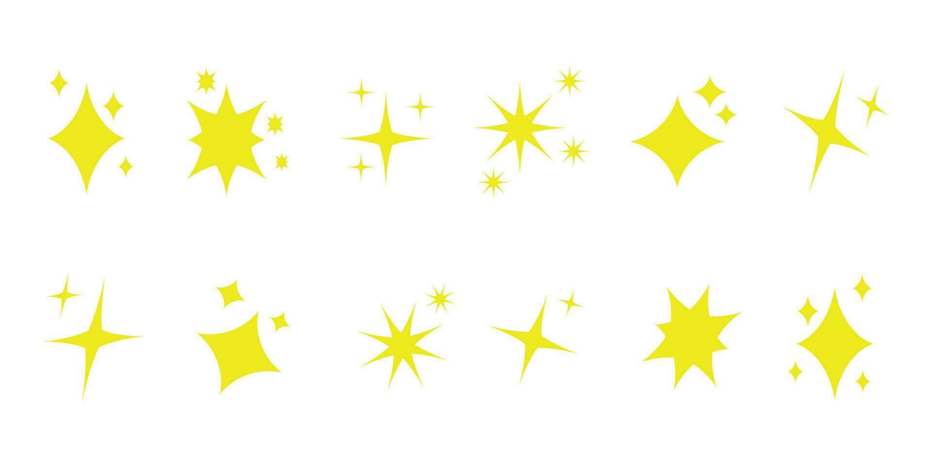 yellow sparkling star icon collection vector