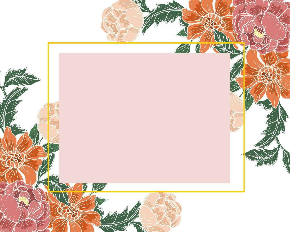 Hand Drawn Batik Rose Flower Border vector