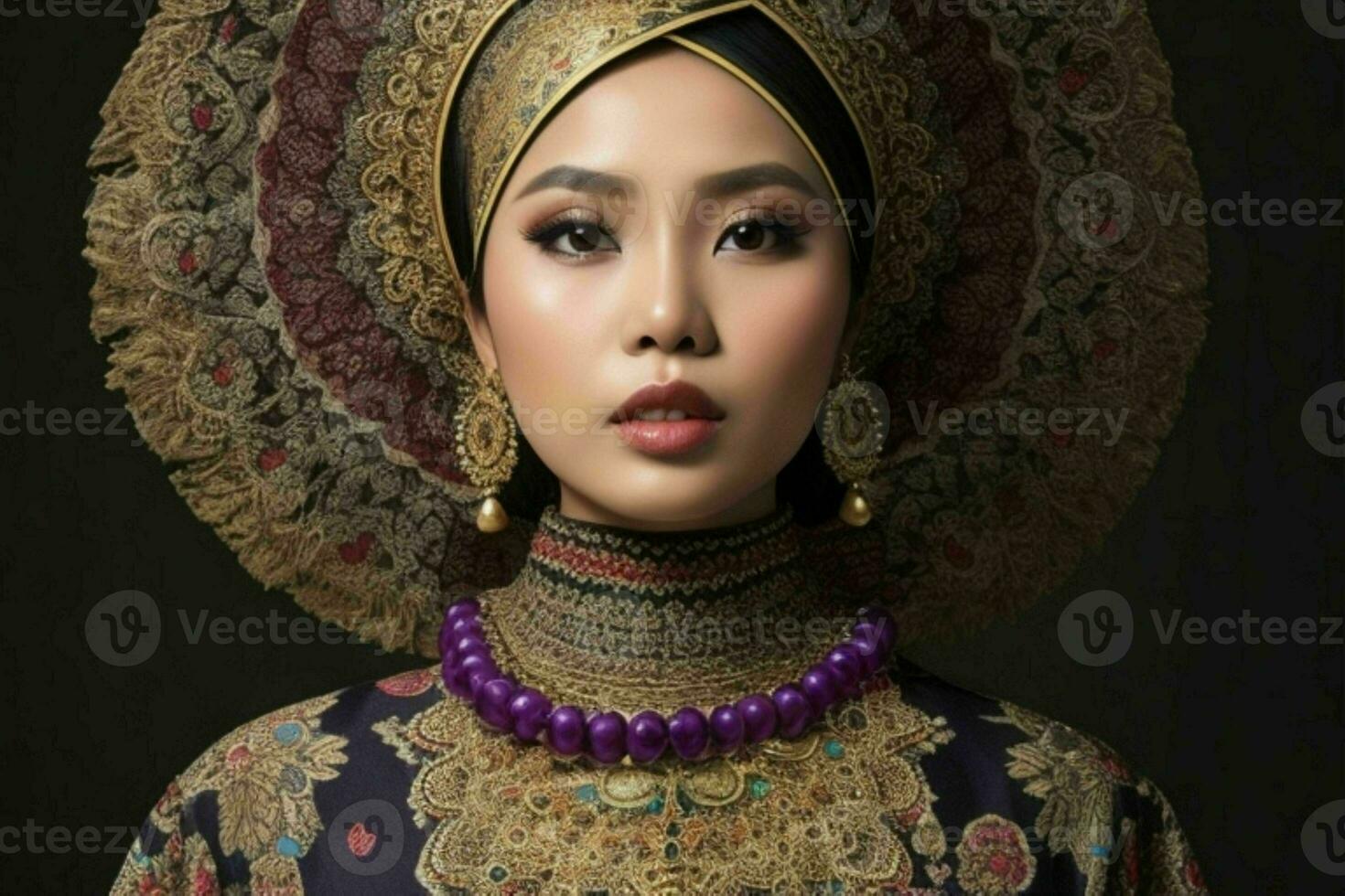 retratos de de moda hermosa mujer en tradicional ropa foto