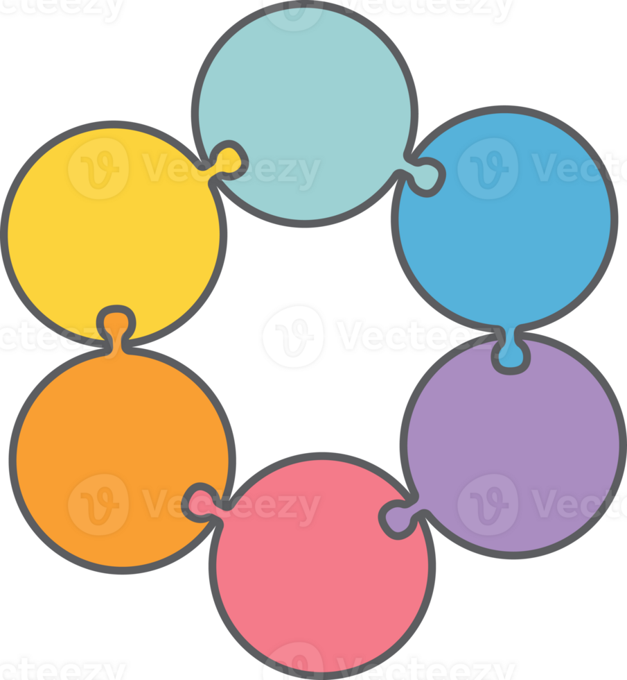 circle infographic jigsaw Flat Line png