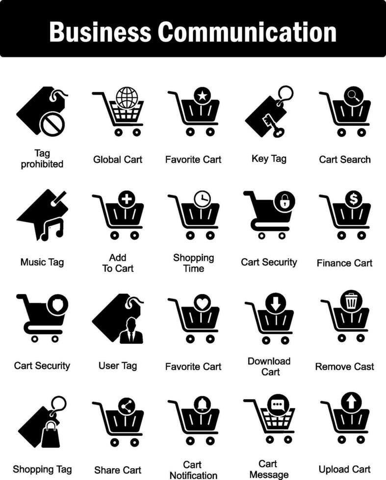 A set of 20 business icons as tag prohibited, global cart, favorite cart vector